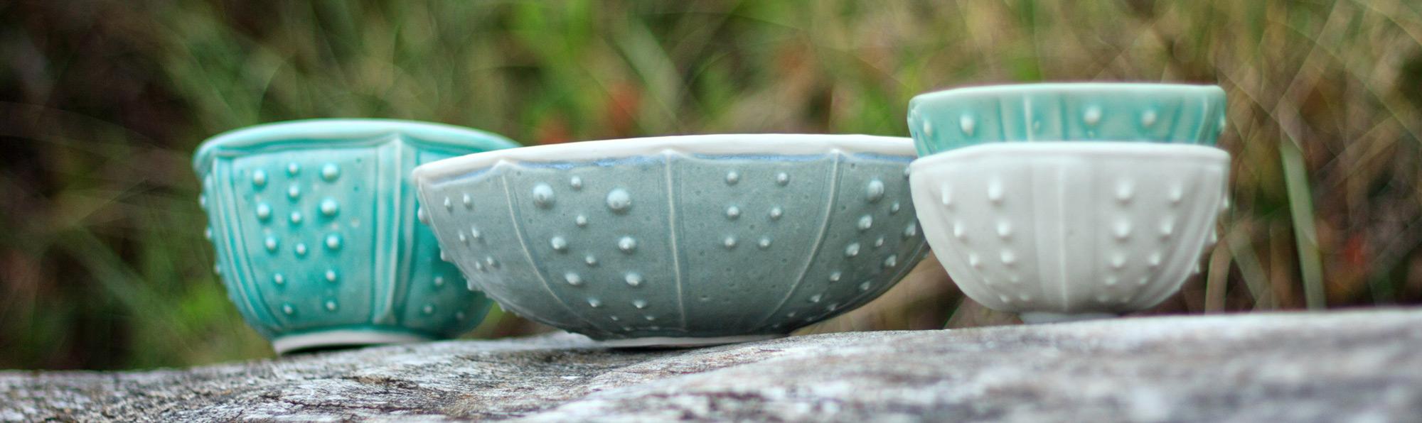 Urchin bowls - sea urchin porcelain bowls, sea life ceramics by Emily Miller