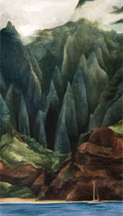 Cathedrals - Kauai watercolor painting by artist Emily Miller