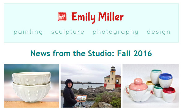 Email newsletter from Emily Miller fine art
