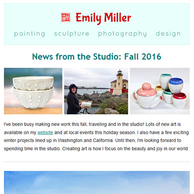 Fall 2016 email news: Holiday events + 14 new paintings