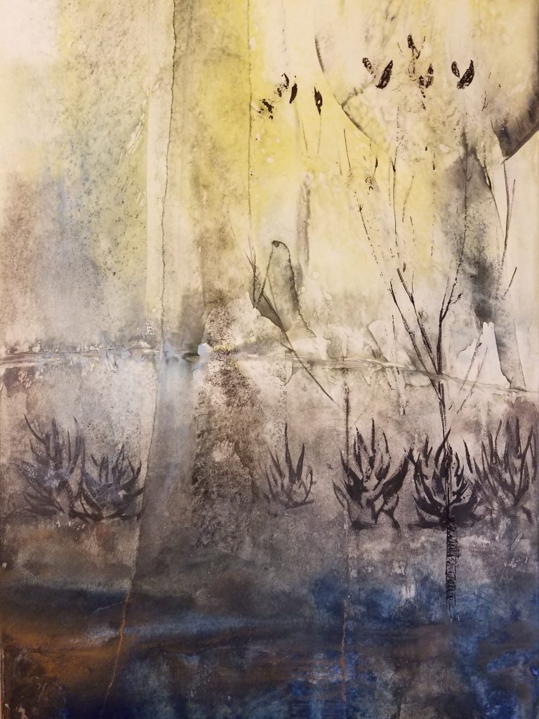 Encaustic wax painting work in progress by artist Emily Miller