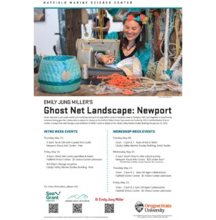 Starting this week! Join me for Ghost Net Landscape: Newport on the Oregon coast May 15-23. Swipe for details on public events, or visit GhostNetArt.com for more info.

I'm excited to be working, playing, learning, and gathering materials and inspiration from the Newport community in collaboration with @gypseaweaver, @owenpremore, Hatfield Marine Science Center @hatfieldmsc, Newport Visual Arts Center @newportvac, Coastal Arts Guild @coastalartsguild, OSU student clubs @soapnw and @osu.seminarium, and @omsi Camp Gray.

In conjunction with my solo exhibit 'Passage' at Gladys Valley Marine Studies Building on the Hatfield Marine Science Center campus.
.
.
.
#ghostnetlandscape #recycledart #oceanplastic #reclaimedmaterials #fiberart #contemporarysculpture #communityart #collaboration #oregoncoast #newportoregon #oregonartist #pnwartist #portlandartist