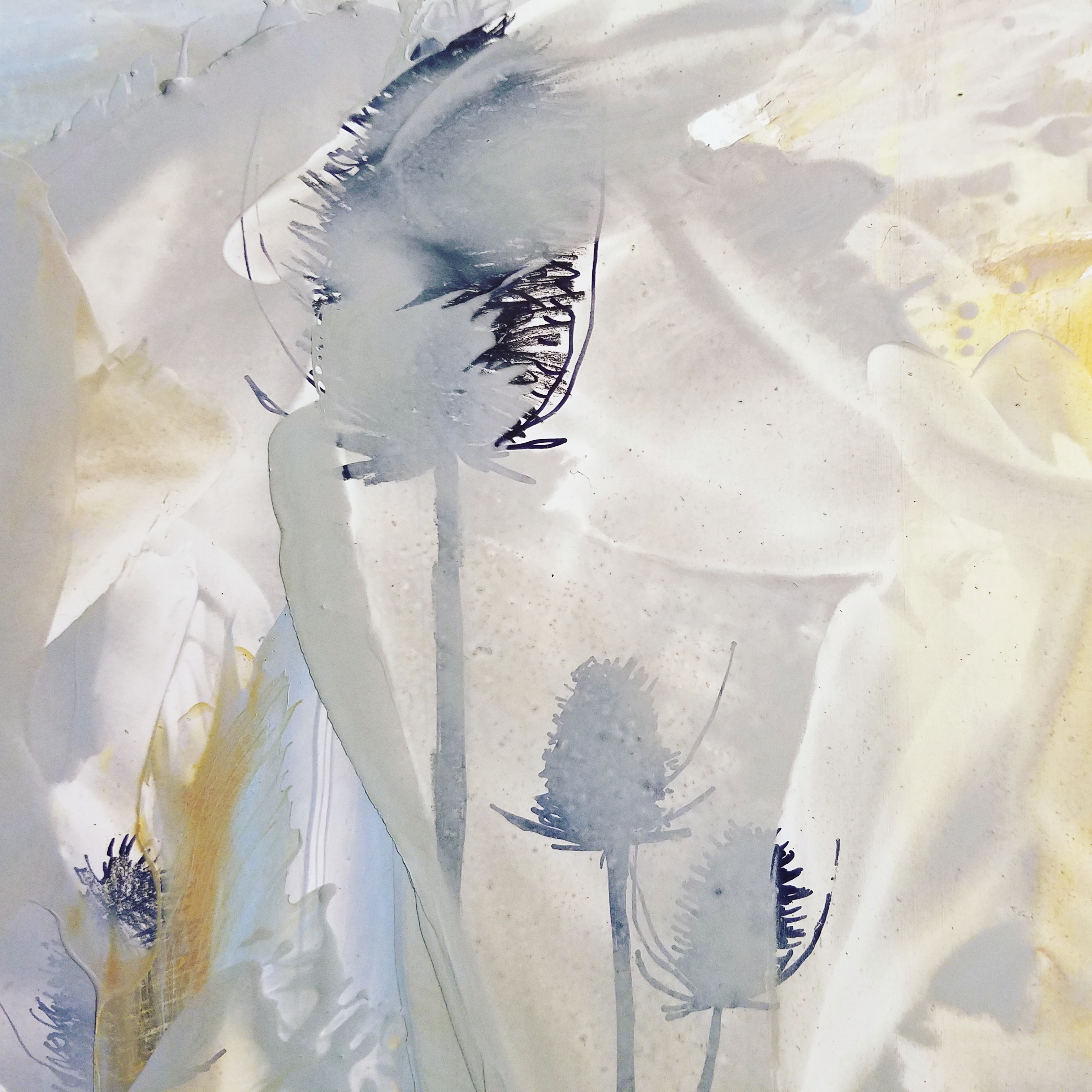 Encaustic wax painting work in progress by artist Emily Miller