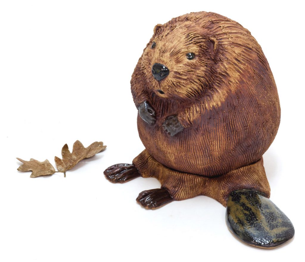 Beaver Kit 2, ceramic sculpture by Oregon artist Emily Miller