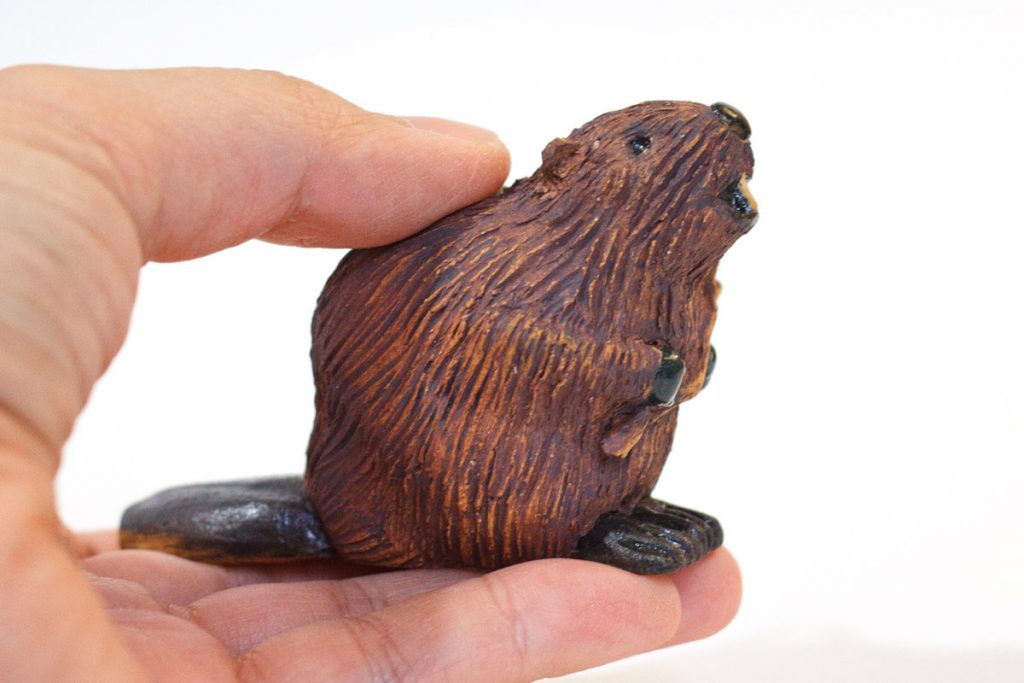 Beaver ceramic sculpture by artist Emily Miller