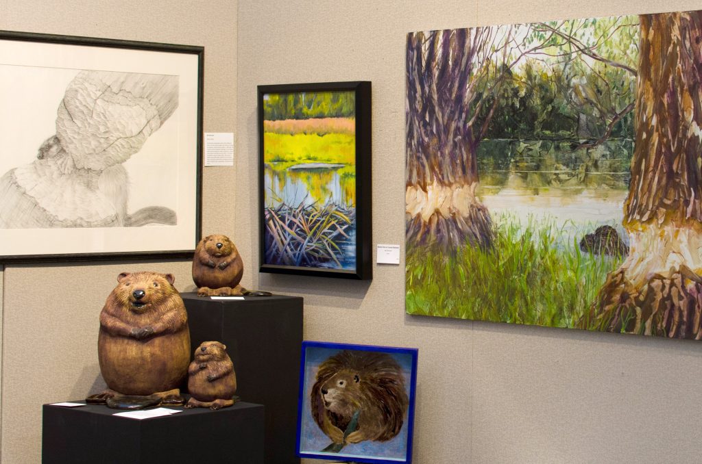 Beaver sculptures at OSU art exhibit opening