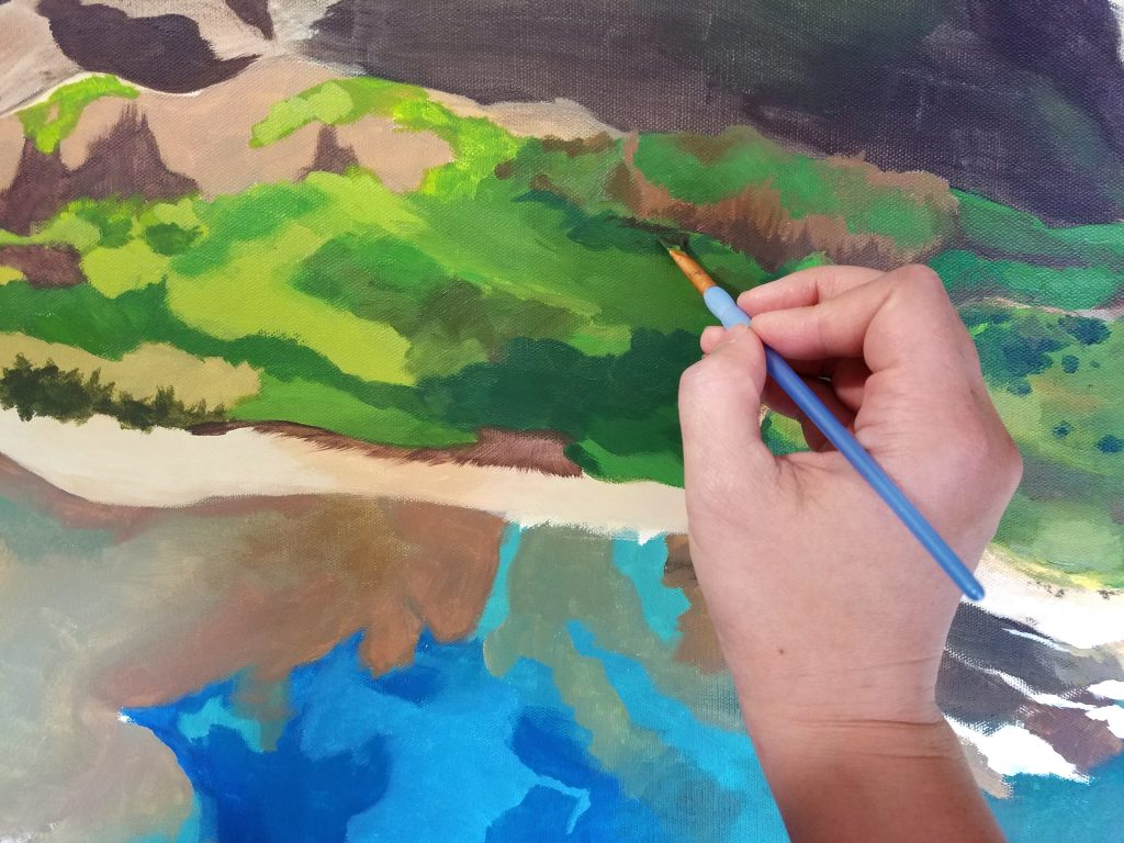 Nualolo Kai - Hawaii painting in progress by artist Emily Miller