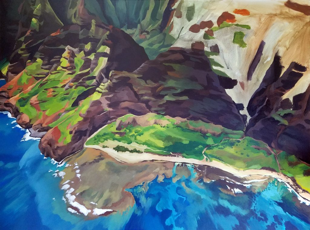 Nualolo Kai - Hawaii painting in progress by artist Emily Miller