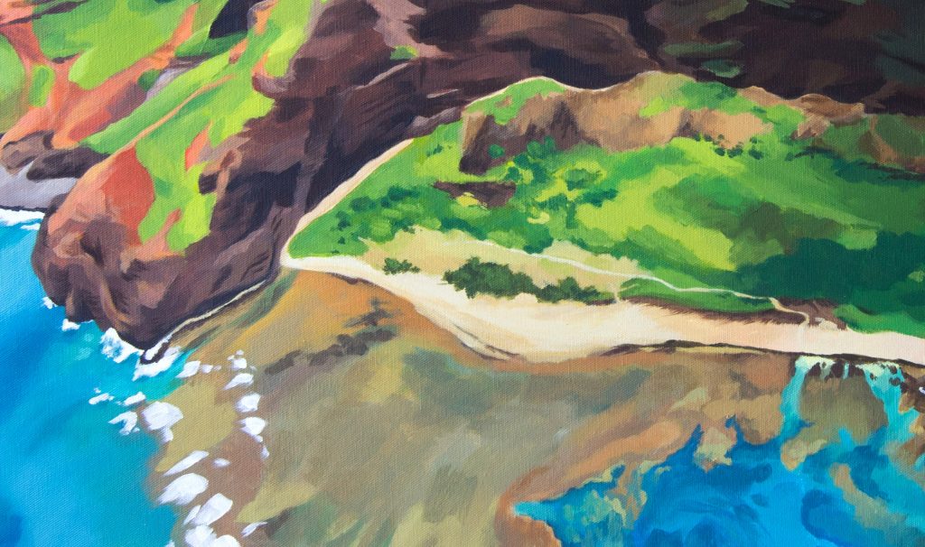 Nualolo Kai, detail - Hawaii painting by artist Emily Miller