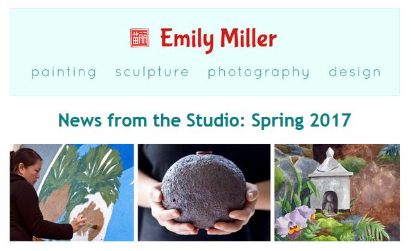 Email newsletter from Emily Miller fine art