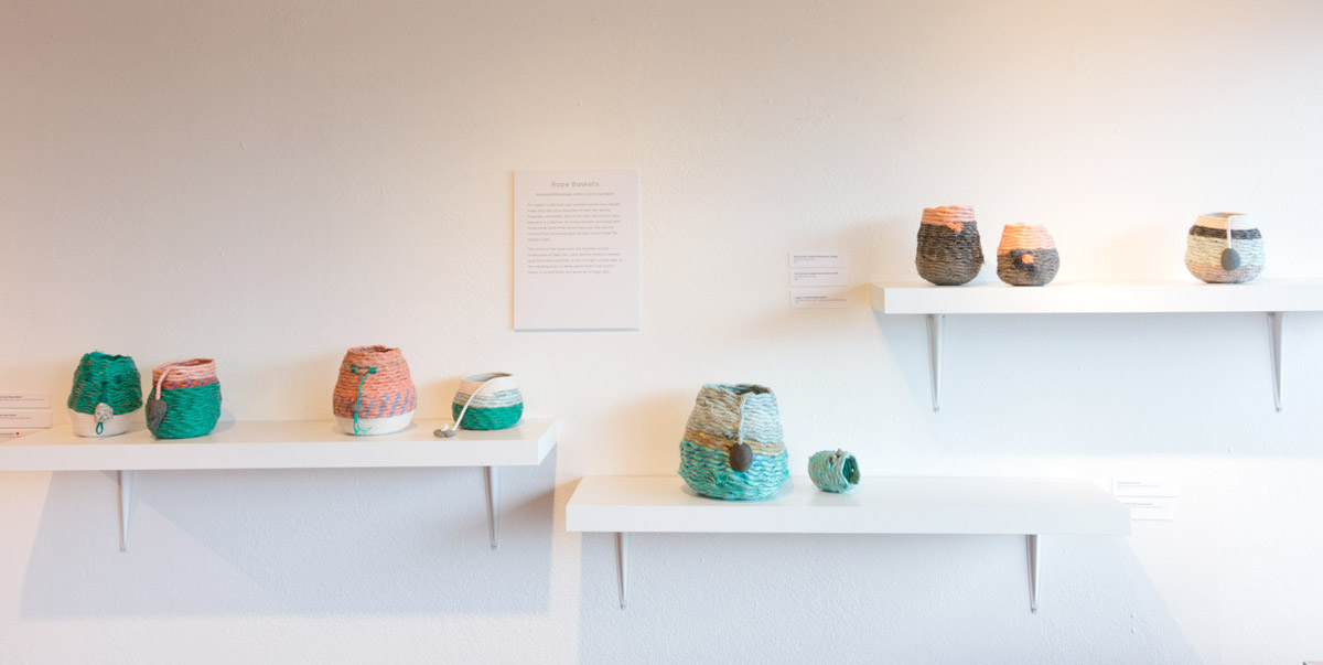 Rope Baskets - fiber sculpture on display at Water & form solo exhibit