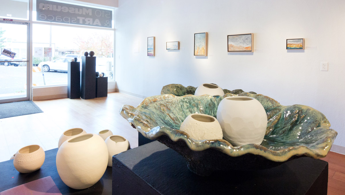 Wanderers glow pots and Ostrea giant shells on display at Water & Form solo exhibit