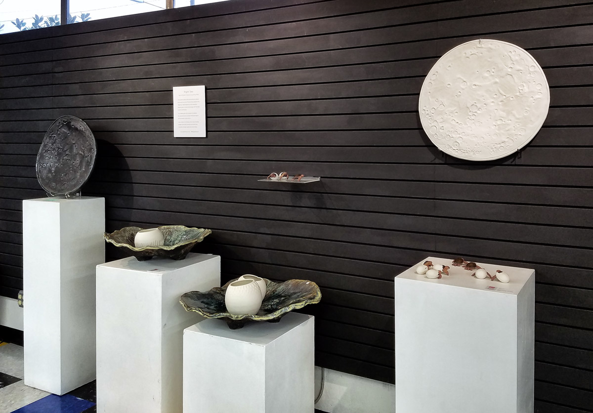 Moon Bowls on display at 'Night Sea' ceramics exhibit