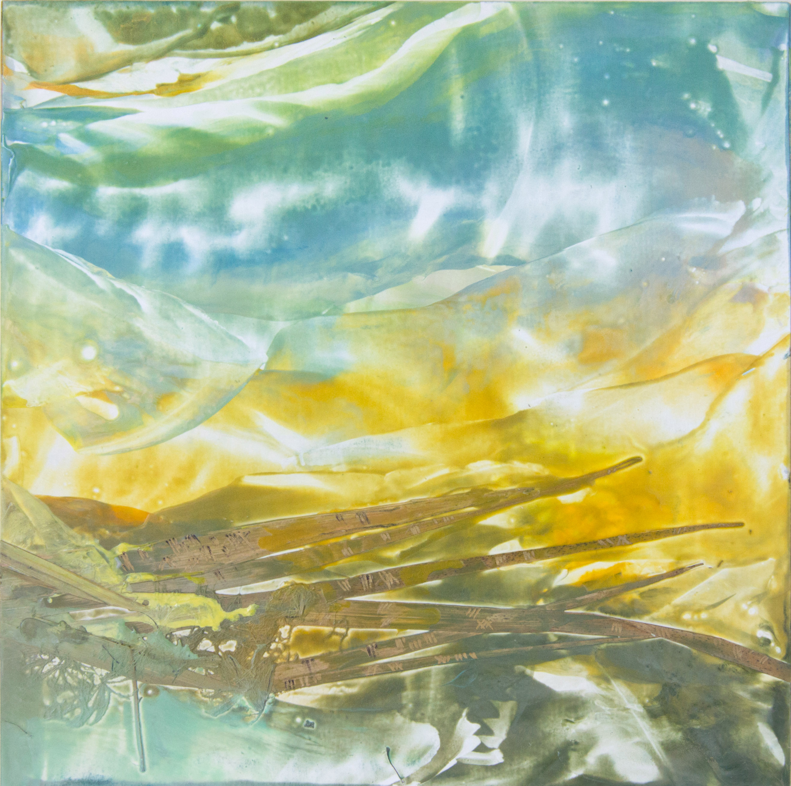 Coastline I (River to Sea series), abstract encaustic wax painting by Emily Miller