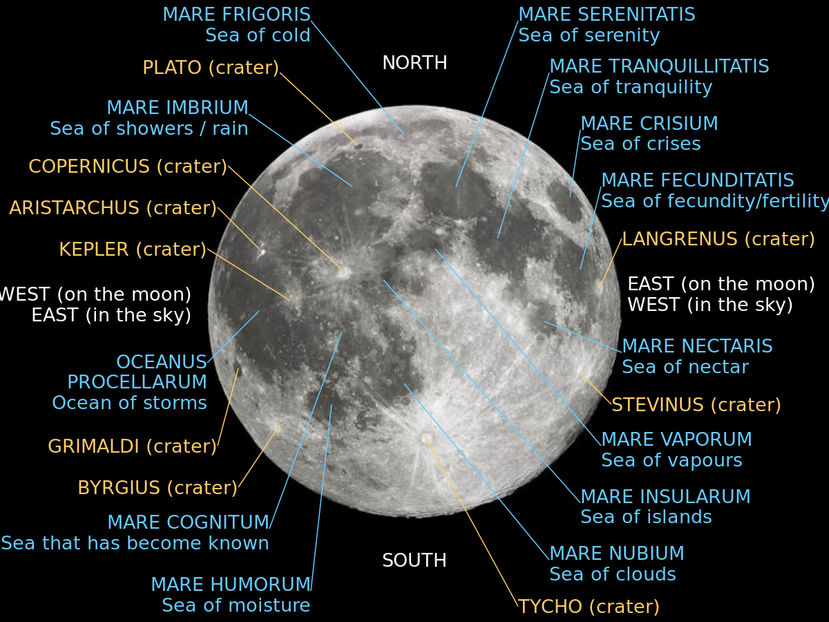 Labeled features on the Moon