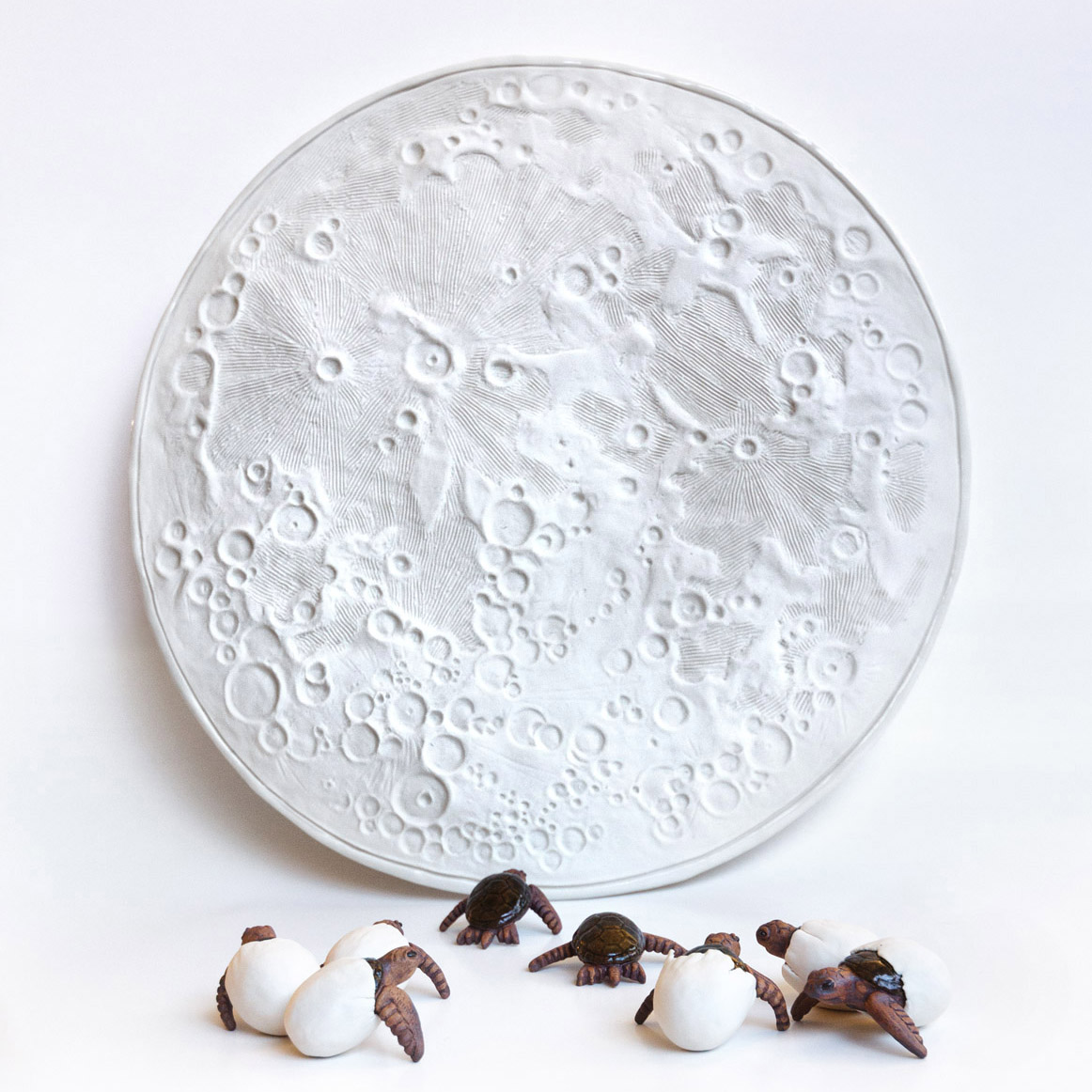 Night Sea ceramics exhibit by artist Emily Miller - full moon and hatching turtles