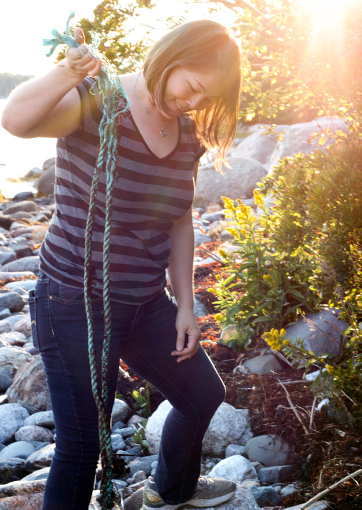 Collecting fishing rope, Maine