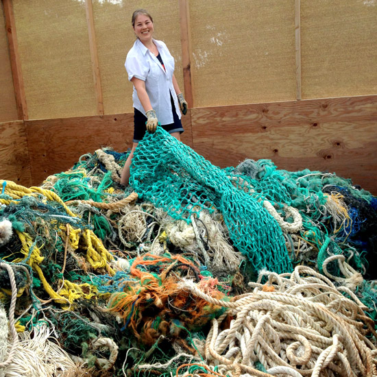 Collecting fishing rope for Rope Baskets on Kauai