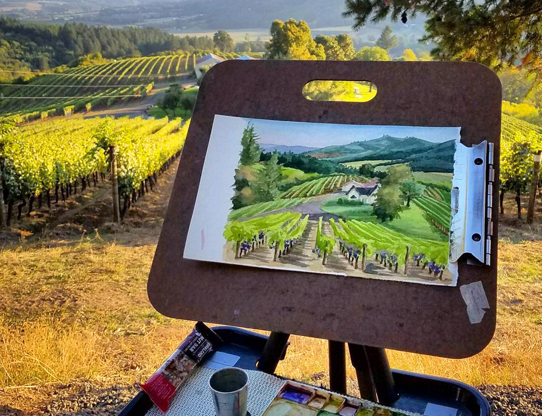 David Hill Winery, Oregon vineyard, Oregon winery, Oregon wine country artwork by Emily Miller