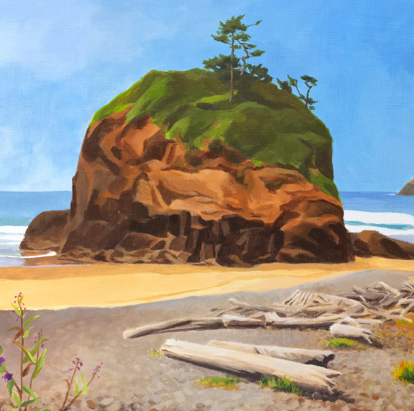 Summer Heat at Short Beach, Oregon coast painting by Emily Miller