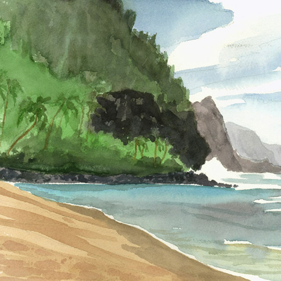 Kee Beach Kauai painting by Emily Miller