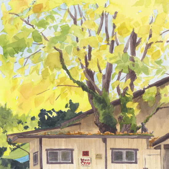 Radke Maple House, Portland Oregon watercolor artwork by Emily Miller